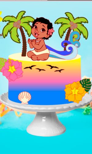 Arquivo Topo de Bolo Moana Baby em Camadas Ganhe +3 Produtos