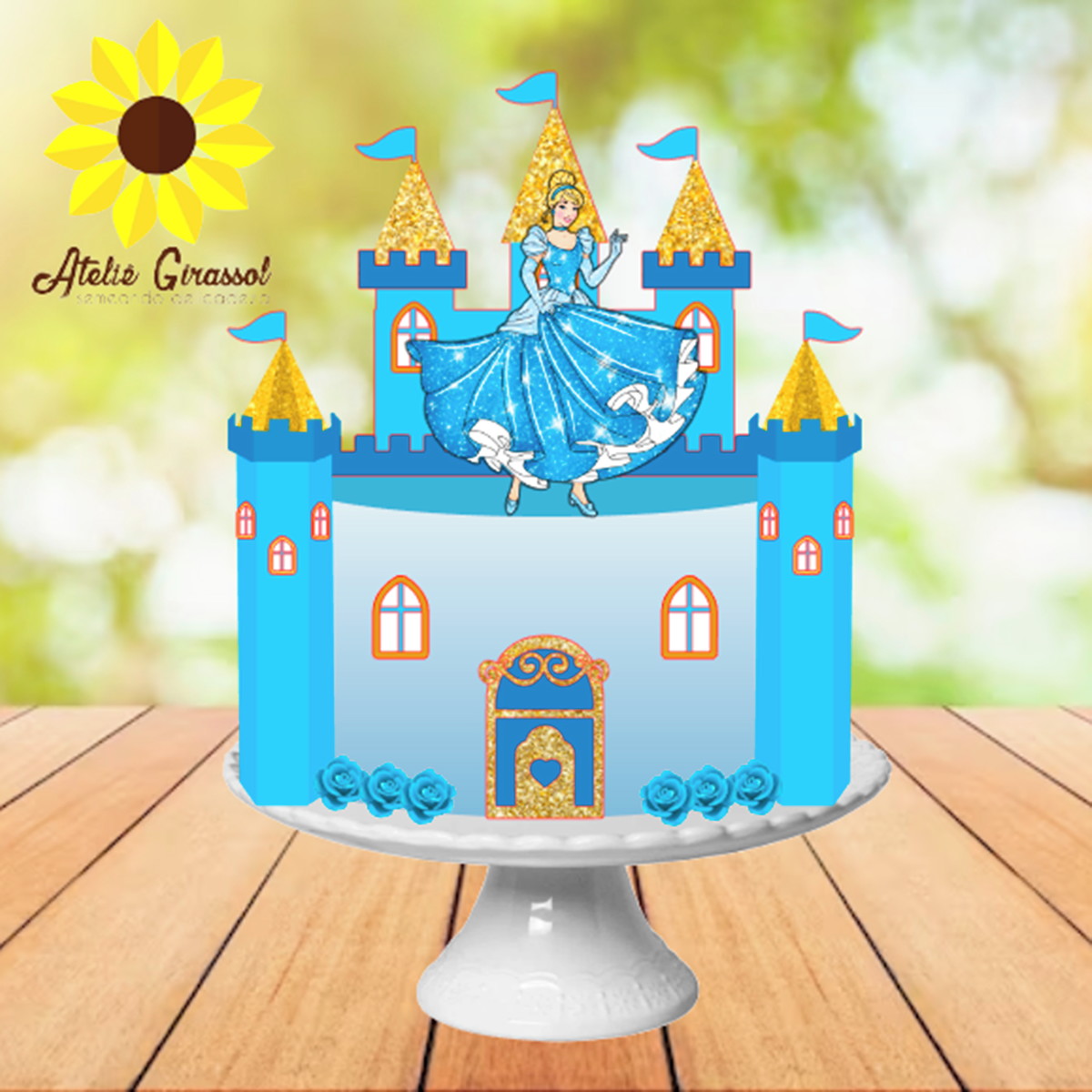 021 Arquivo Topo de Bolo Cinderela Castelo 3d Ganhe+3