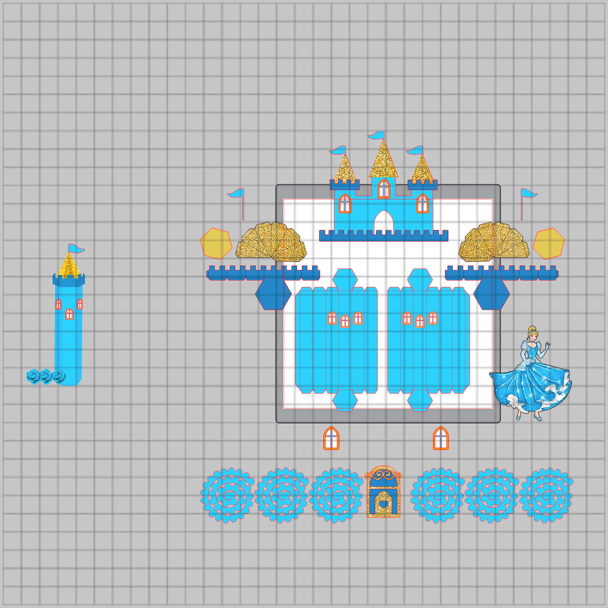 021 Arquivo Topo de Bolo Cinderela Castelo 3d Ganhe+3 - Imagem 2