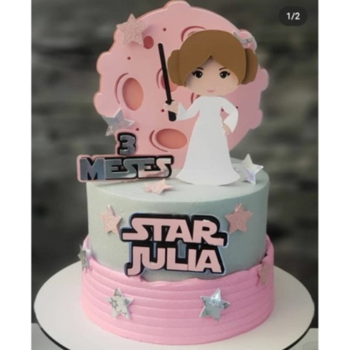 Topo de Bolo Arquivo Digital Princesa Leia
