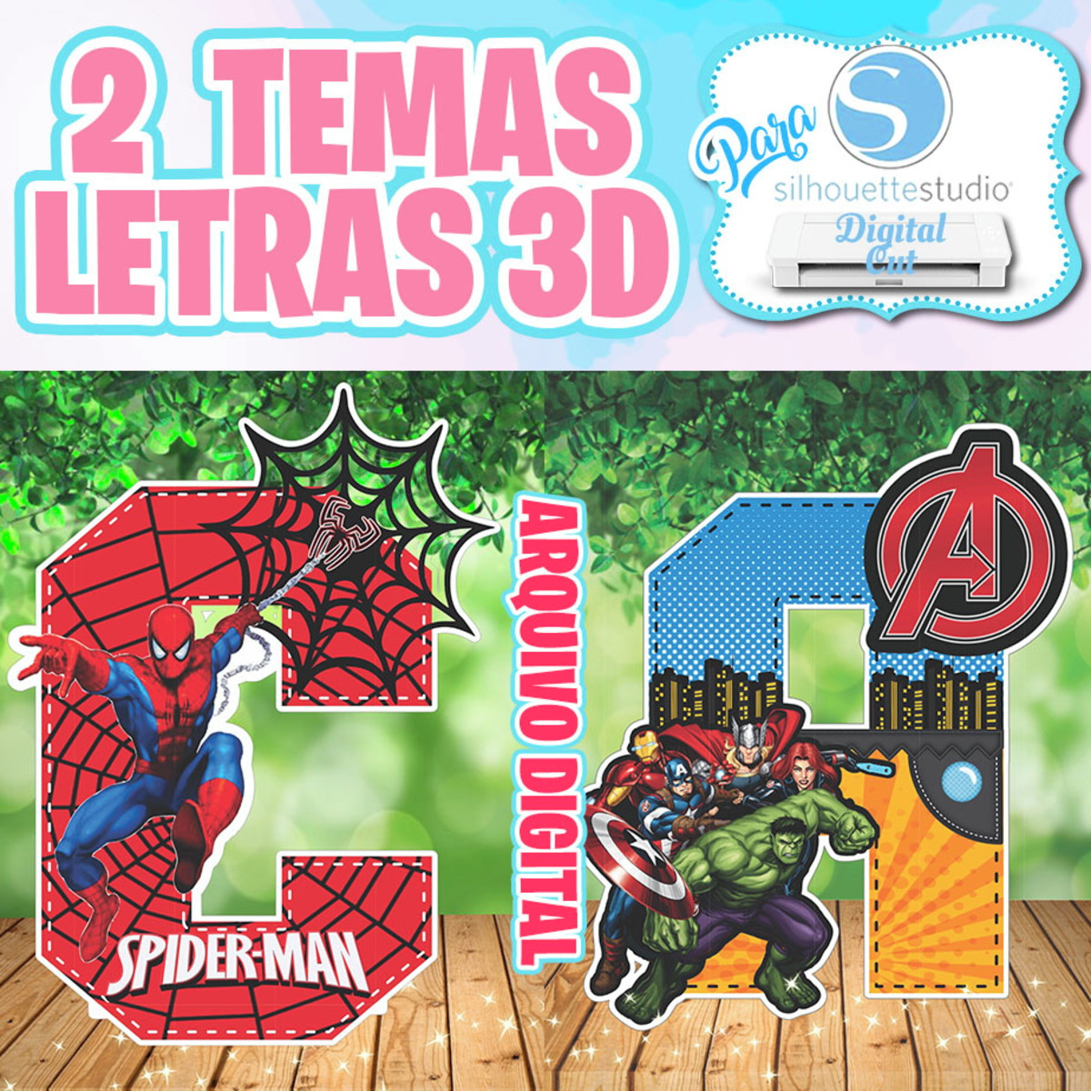 2 Arquivos de Corte Letras 3d Homem Aranha + Vingadores - 03