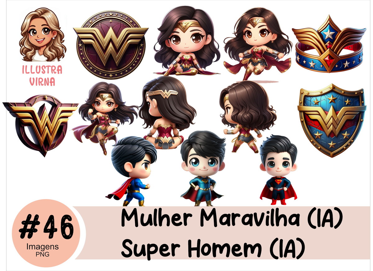 #2002 - Kit Digital - Mulher Maravilha e Super Homem (ia)