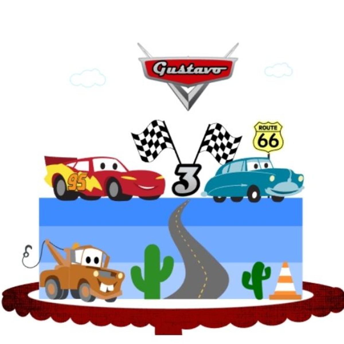 #2044 Arquivo de corte Topo de Bolo Carros Disney Mcqueen