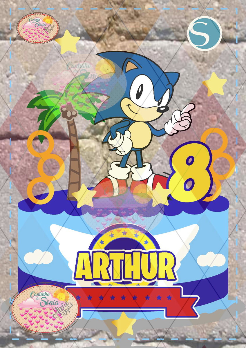 2404 - Arquivo de corte Topo de Bolo SONIC - STUDIO