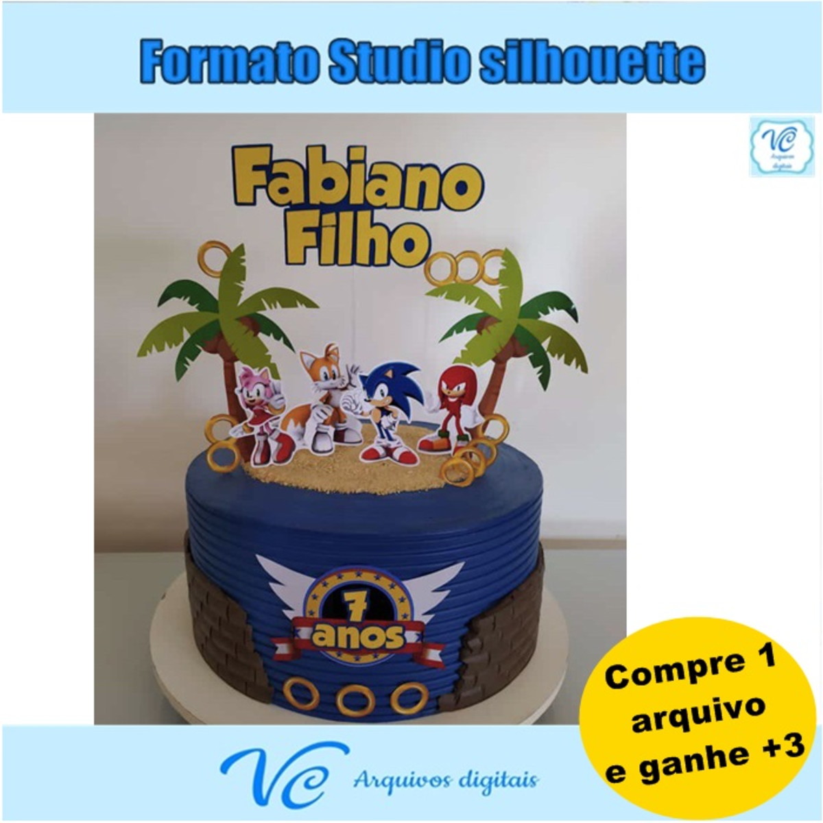 325- Arquivo de Corte Topo de Bolo Sonic