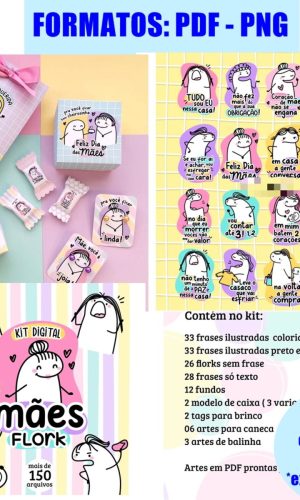 393- Kit Digital Flork Dia das Mães Bento CAKE- COMBO