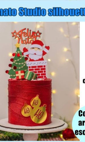 394 - Arquivo de Corte Topo de Bolo de Papai Noel Chaminé