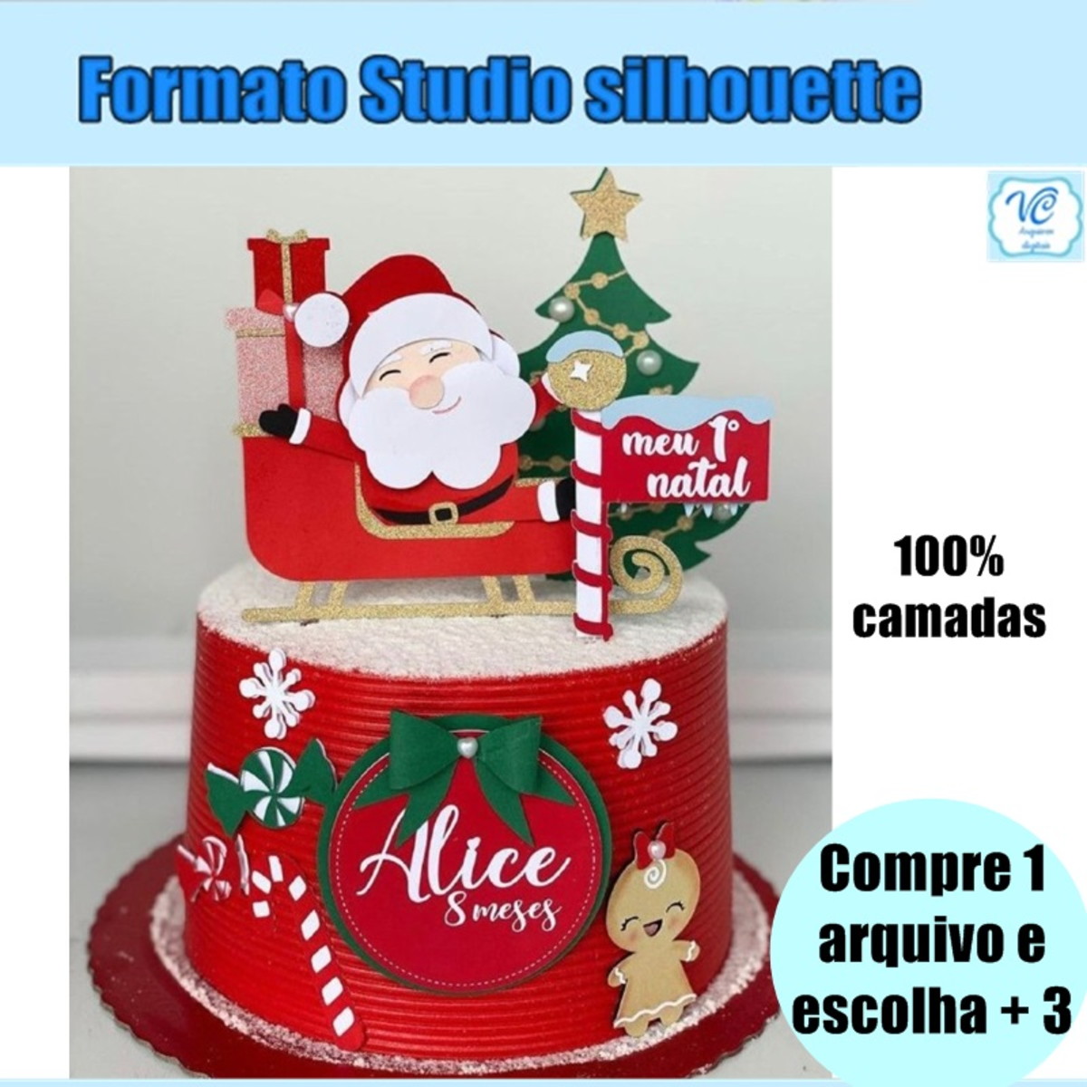 426- Arquivo de Corte Topo de Bolo Meu Primeiro Natal