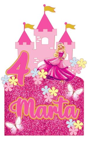 4 Arquivos de Corte Digital - Topo de Bolo Barbie Princesa