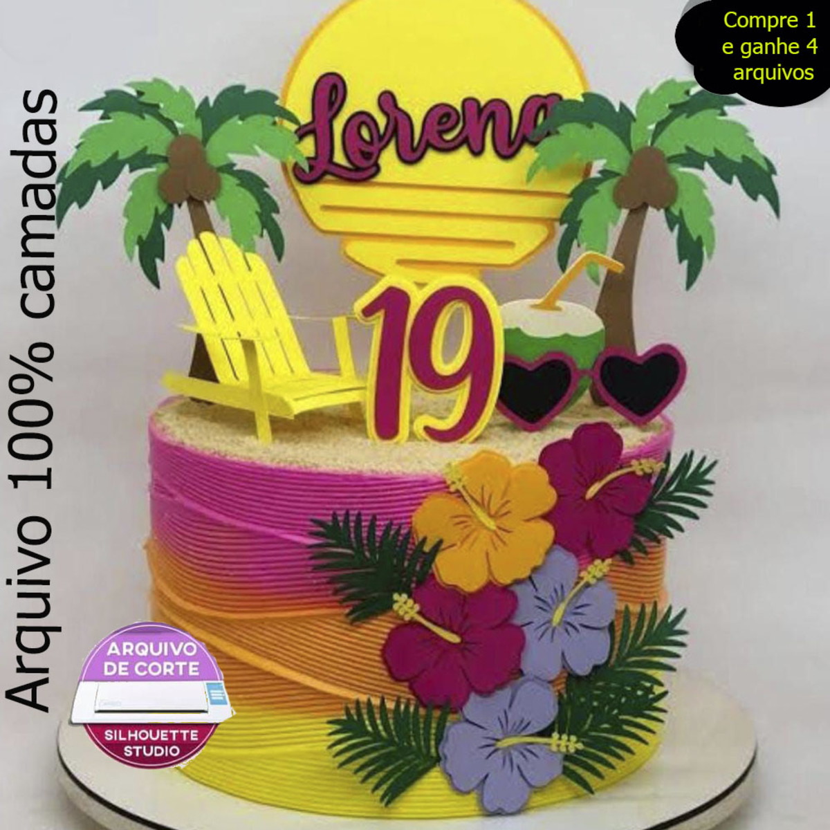 565 - Arquivo de corte Topo de bolo Tardezinha/tropical
