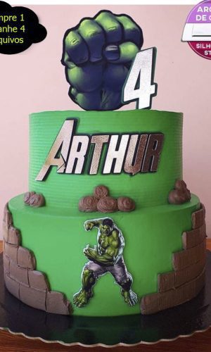 574 - arquivo de corte - topo de bolo hulk
