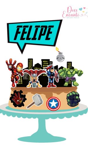 579 - Topo de Bolo Vingadores Cute