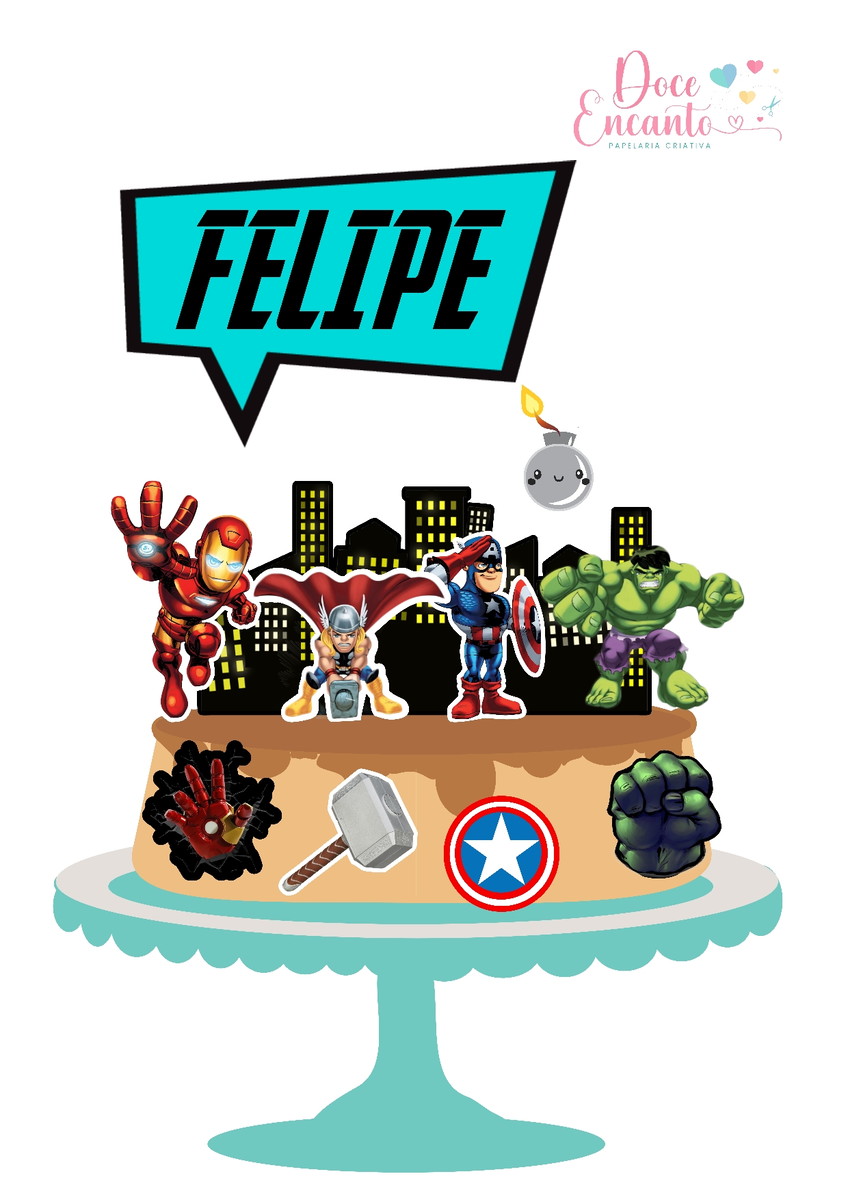 579 - Topo de Bolo Vingadores Cute
