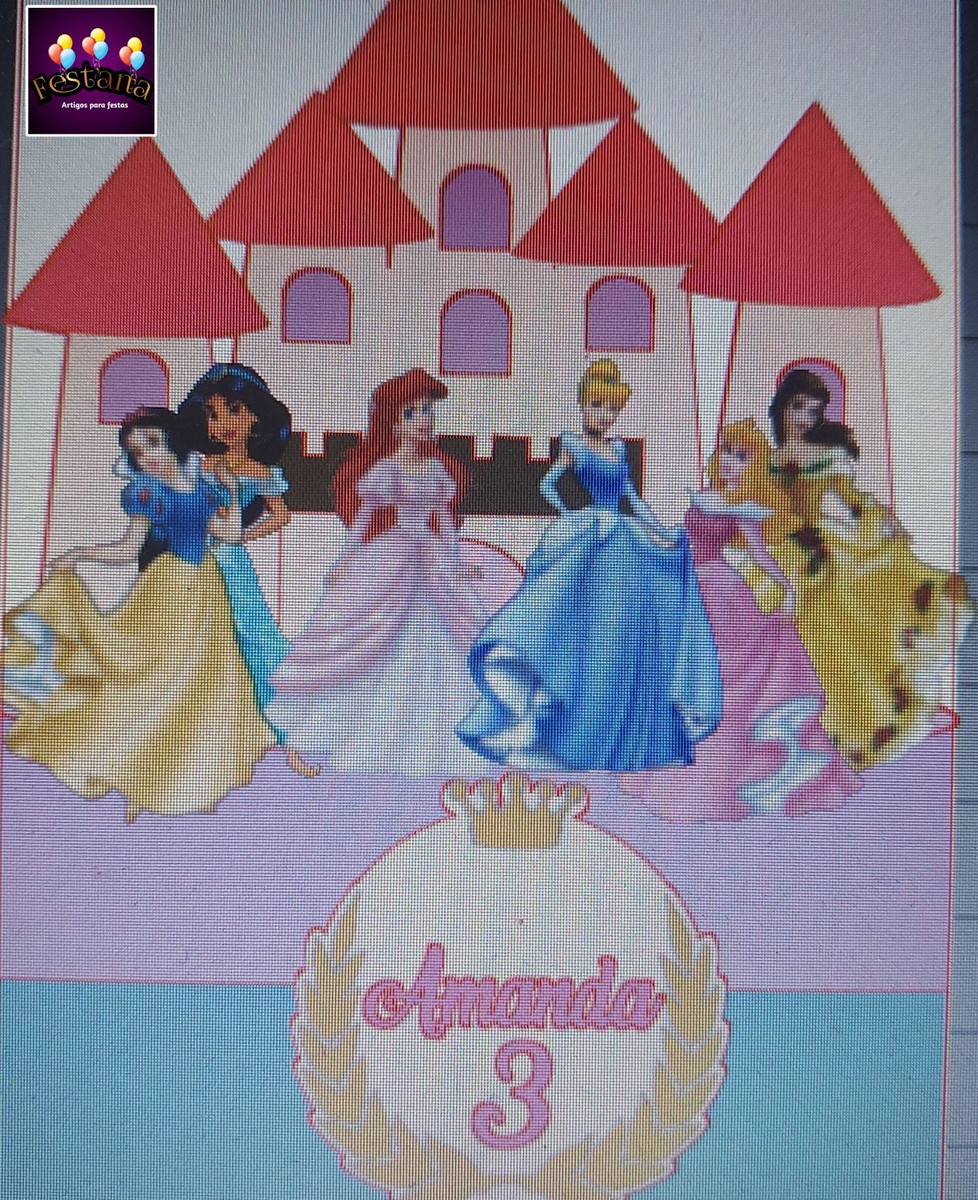 Arquivo Digital Topo de Bolo Princesas+ 4 Arquivos