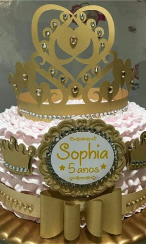 ARQUIVO CORTE SILHOUETTE TOPO DE BOLO PRINCESA DOURADO