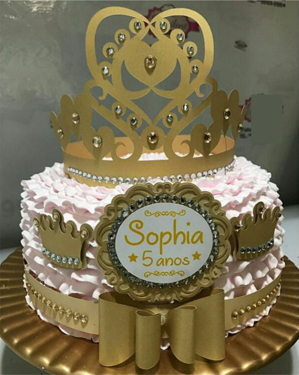 ARQUIVO CORTE SILHOUETTE TOPO DE BOLO PRINCESA DOURADO