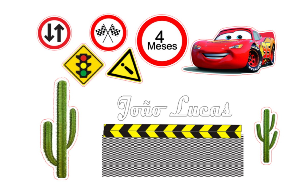Arquivo Corte Topo de Bolo Carros + 4 Arquivos a Sua Escolha