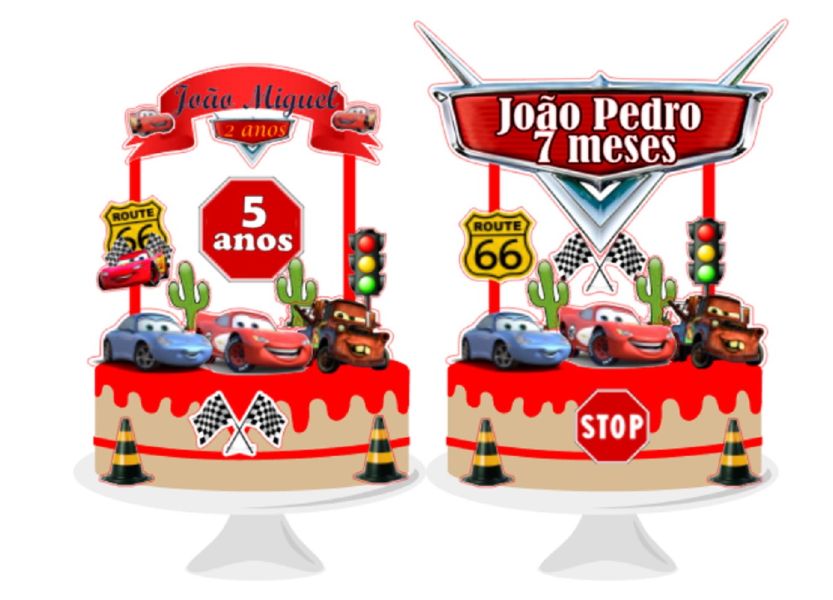 Arquivo Corte Topo de Bolo Carros + 4 Arquivos a Sua Escolha