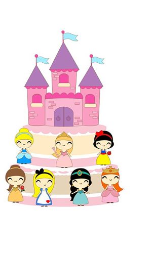 Arquivo Corte: Topo de Bolo Castelo Princesas 003