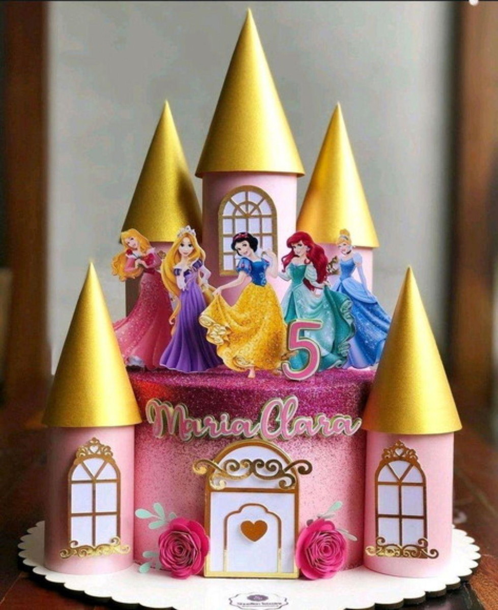 Arquivo Corte Topo de Bolo Castelo Princesas da Disney -003c - Imagem 2