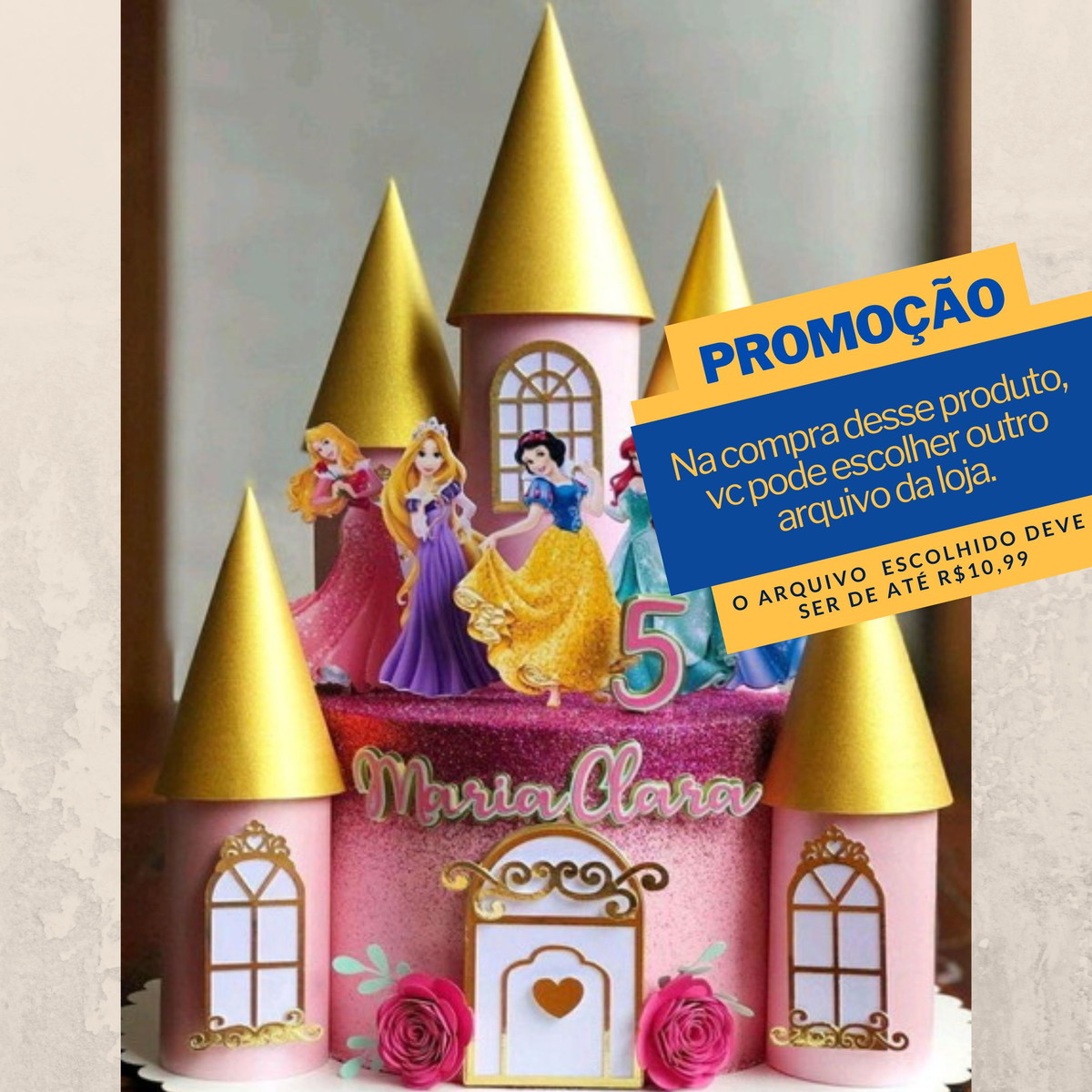 Arquivo Corte Topo de Bolo Castelo Princesas da Disney -003c