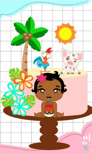 Arquivo Corte: Topo de Bolo Bebê Moana 006