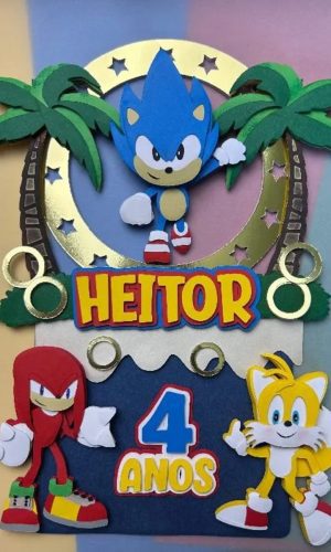 Arquivo Corte Topo de Bolo Sonic + 4 Arquivos a Sua Escolha