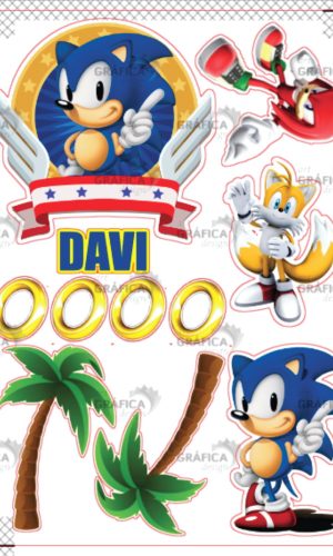 Arquivo Corte Topo de Bolo Sonic + Fonte