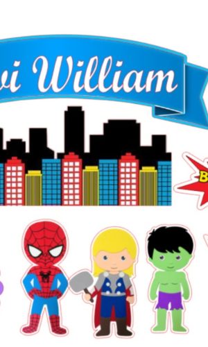 Arquivo Topo de Bolo Vingadores + 4 Arquivos a Sua Escolha