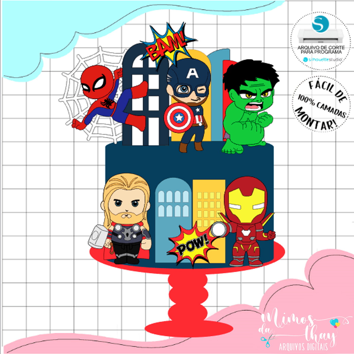 Arquivo Corte: Topo de Bolo Vingadores Cute 007