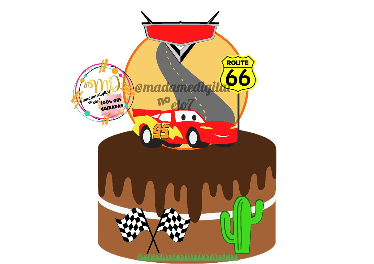 Kit com 5 arquivos de corte: 01-CARROS TOPO DE BOLO camadas