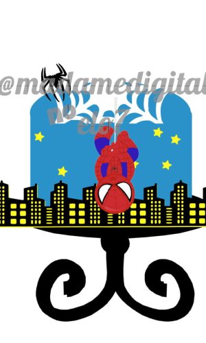 Kit com 5 arquivos de corte:01-HOMEM ARANHA TOPO DE BOLO