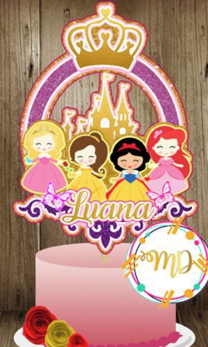Kit com 5 arquivos de corte:01-PRINCESAS TOPO CAMADAS