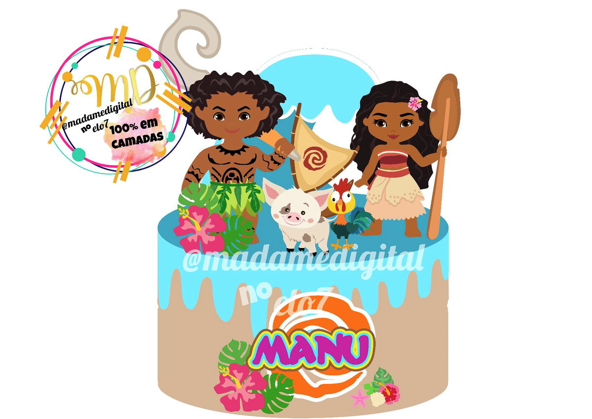 Kit com 5 arquivos de corte: 02-MOANA TOPO (CAMADAS)