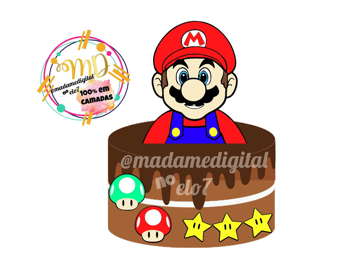 Kit com 5 arquivos de corte: 03-SUPER MARIO TOPO (CAMADAS)