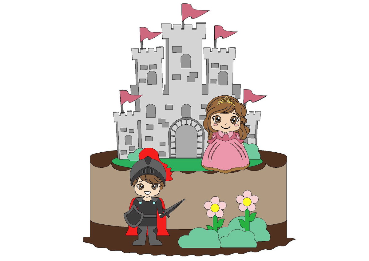Kit com 5 arquivos de corte 04-PRINCESAS TOPO EM CAMADAS