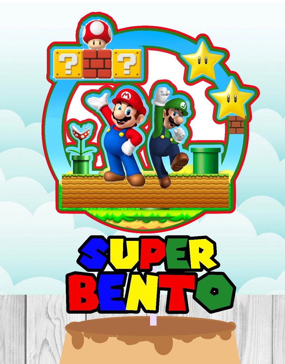 Kit com 5 arquivos de corte:07-SUPER MARIO TOPO CIRCULAR