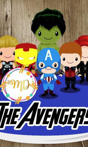 Kit com 5 arquivos de corte 07-VINGADORES CUTE TOPO DE BOLO