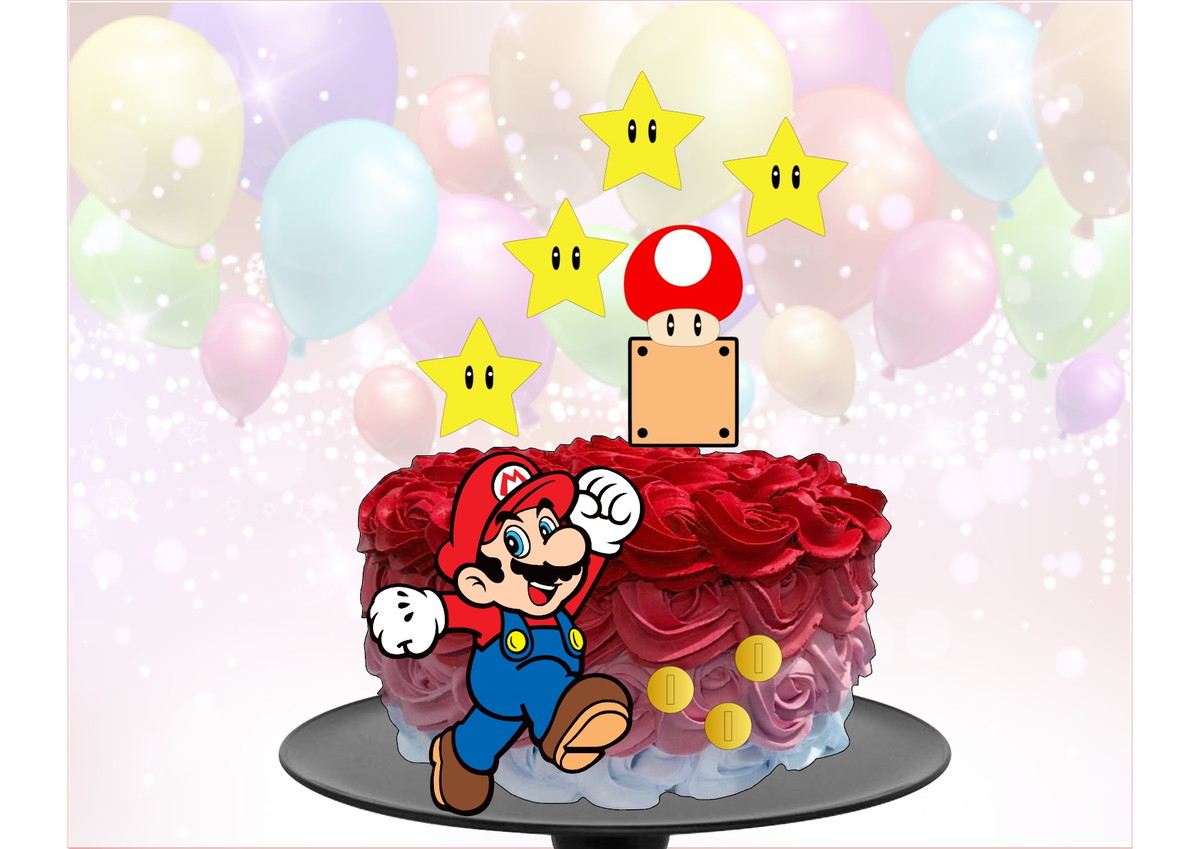 Kit com 5 arquivos de corte 10-SUPER MARIO TOPO EM CAMADAS
