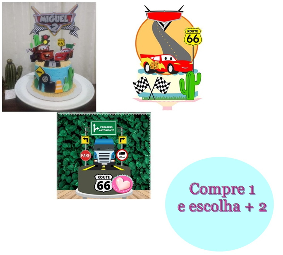 ARQUIVO DE CORTE 3 TOPOS DE BOLO CARRO cod03 - Imagem 2