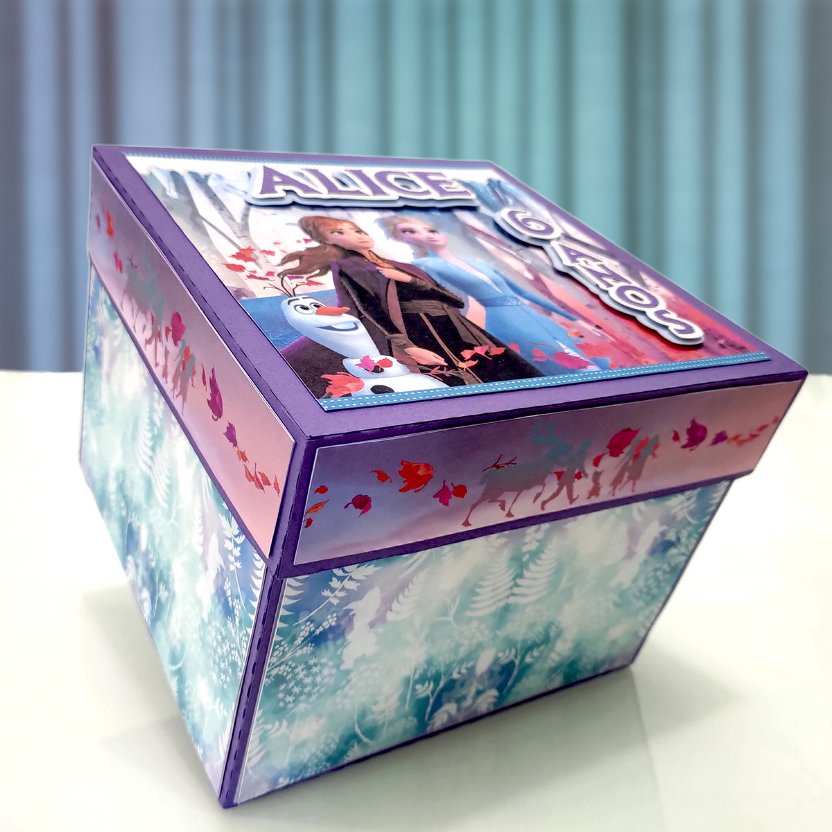 Arquivo De Corte Caixa Cenario Com Topo De Bolo Frozen - Imagem 4
