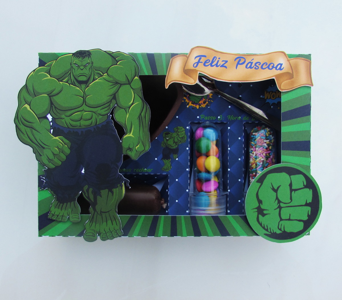 Arquivo de corte caixa ovo de colher Hulk 102