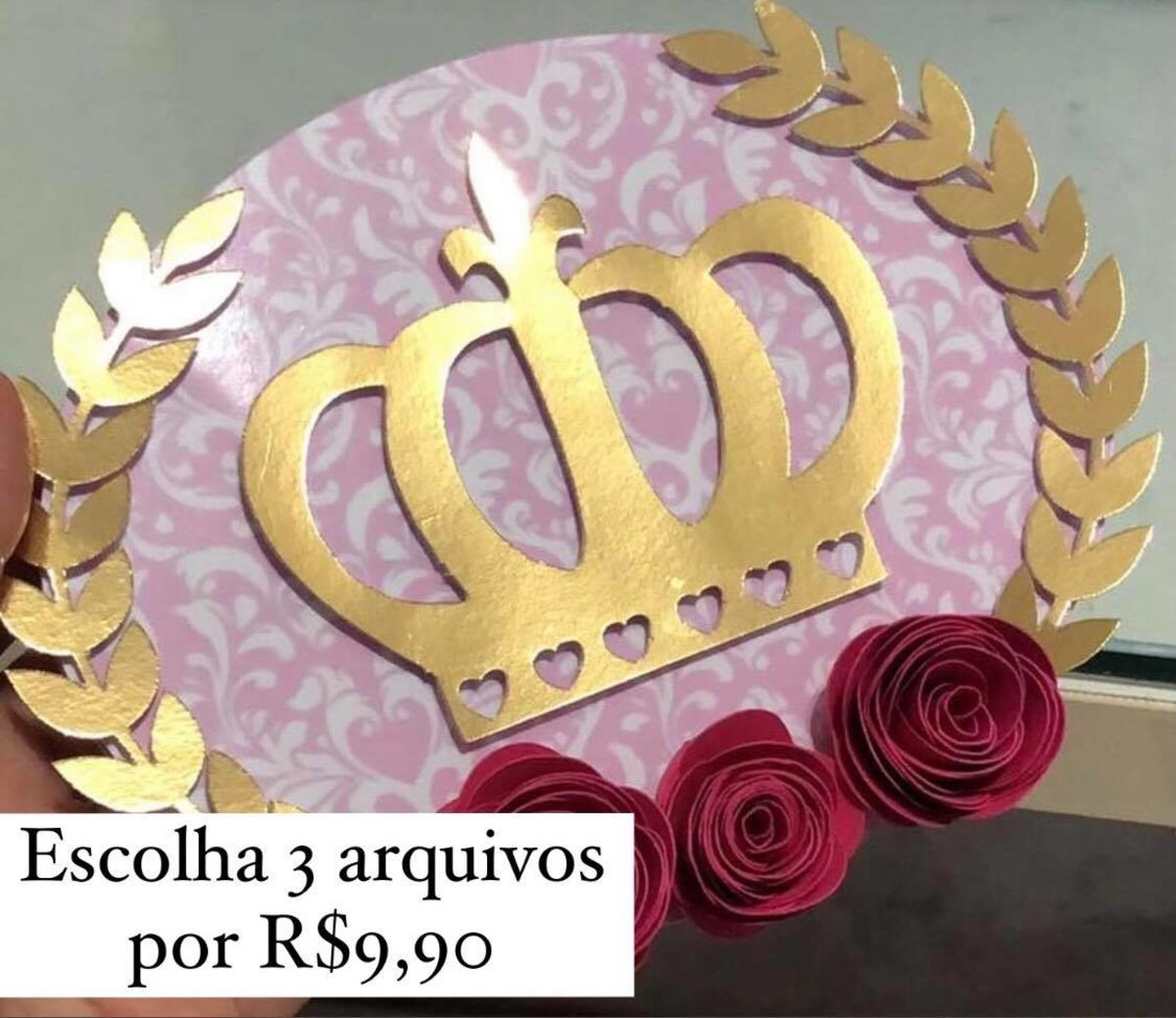 ARQUIVO DE CORTE DIGITAL - TOPO DE BOLO COROA PRINCESA