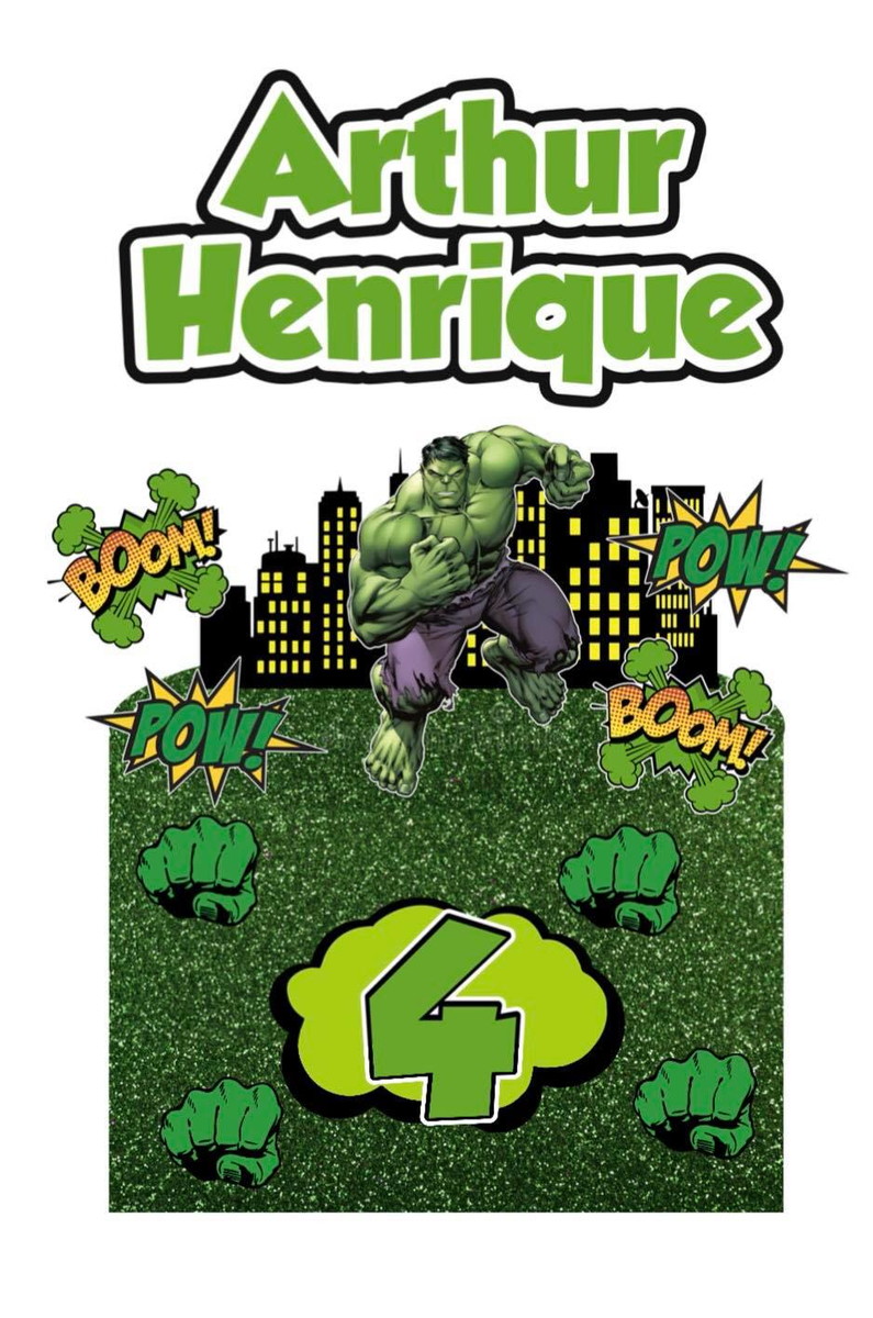 ARQUIVO DE CORTE DIGITAL - TOPO DE BOLO HULK - Imagem 3