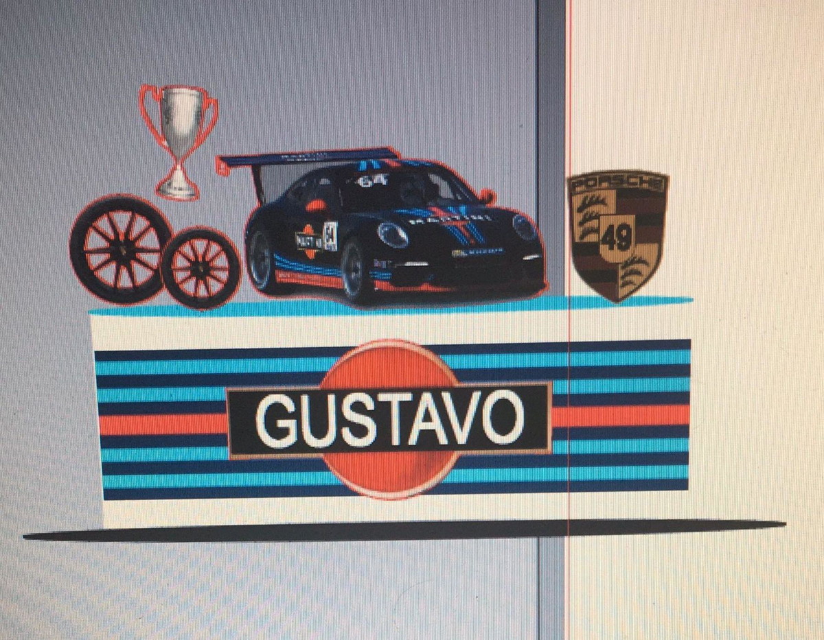 Arquivo de Corte Digital Topo de Bolo Porsche