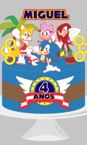 Arquivo de corte em camadas topo de bolo Sonic