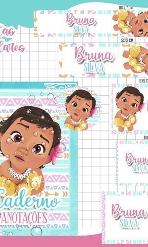Arquivo de Corte Etiquetas Escolares Moana