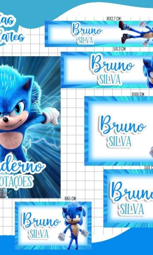 Arquivo de Corte Etiquetas Escolares Sonic