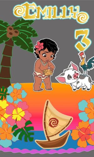 Arquivo de corte silhouette - Topo de bolo Moana baby