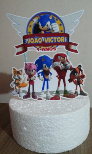 Arquivo DE CORTE Silhouette topo de bolo Sonic 02